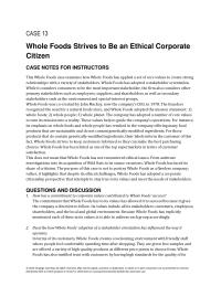 Management Chapter 13 Homework Case 13 Whole Foods Strives Ethical Corporate