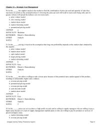 Chapter 11 All of the following are opportunities for supplier cost reductions