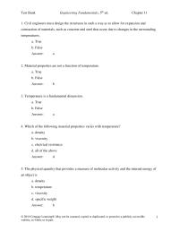 Civil Engineering Chapter 11 The temperature outside the building is