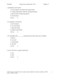 Civil Engineering Chapter 14 Fundamentals 5th Ed test Bank Which The