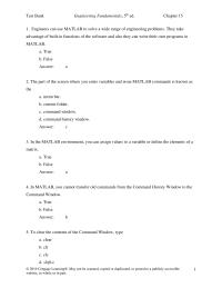 Civil Engineering Chapter 15 Shown Below Are Matlab Inputs Complete Each