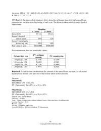 Accounting Chapter 15 Each of the independent situations below describes a finance