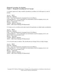 Accounting Chapter 1 A factory supervisor’s salary would be classified