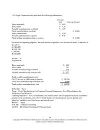 Accounting Chapter 1 A number of costs and measures of activity are listed below