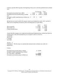 Accounting Chapter 2 Estimated Total Manufacturing Overhead Cost Estimated Total