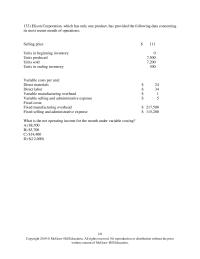Accounting Chapter 6 What is the unit product cost for the month under absorption