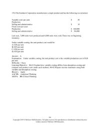 Accounting Chapter 6 The Southern Corporation manufactures a single product