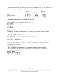 Accounting Chapter 6 Jemmott Corporation has two divisions
