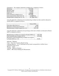 Accounting Chapter 7 Explanation The Company’s Plantwide Overhead Rate Computed