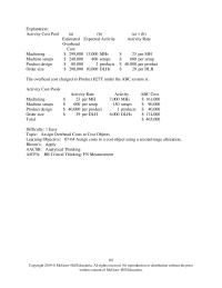 Accounting Chapter 7 Explanation Activity Cost Pool A B Estimated