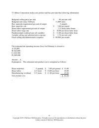 Accounting Chapter 8 The variable selling and administrative expense per unit sold is