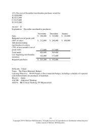 Accounting Chapter 8 The cost of December merchandise purchases would be