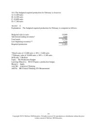 Accounting Chapter 8 The budgeted required production for February is closest