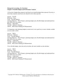 Accounting Chapter 9 Prepare Planning Budget And Flexible Budget And