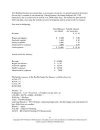Accounting Chapter 9 Hubbard Kennel uses tenant-days as its measure of activity