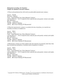 Accounting Chapter 10 The company’s only product is sold for $233 per unit
