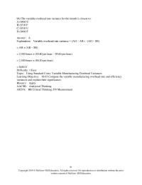 Accounting Chapter 10 Thinking Measurement108 The Variable Overhead Efficiency Variance
