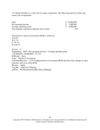 Accounting Chapter 11 C explanation Residual Income Net Operating Income