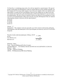 Accounting Chapter 12 Using stocks of an old raw material in a special project