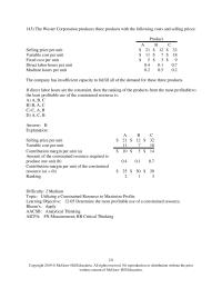 Accounting Chapter 12 The Wester Corporation produces three products with the following