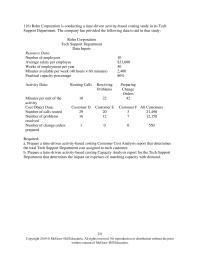 Accounting Chapter 7a &nbsp;Rohn Corporation is conducting a time-driven activity-based