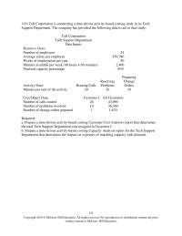 Accounting Chapter 7a Data minutes Per Unit The Activity cost Object Data number