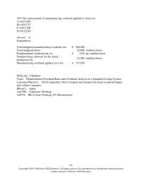 Accounting Chapter 10a Compute and interpret the fixed overhead budget and volume