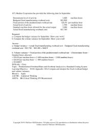 Accounting Chapter 10a Modine Corporation has provided the following data for September