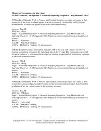 Accounting Chapter 10b Standard Hours Allowed For The Actual Output