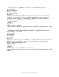 Chapter 17 The most common reason that an expatriate fails at an international&nbsp;