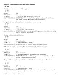 Chapter 3 Assess the criteria Mendel used for his choice of experimental