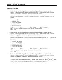 Chapter 1 Decide whether the following problem can be solved using precalculus