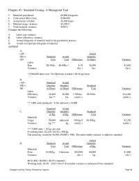 Chapter 10 Its direct materials standard is 2 units per widget