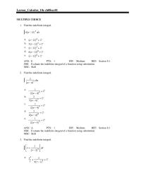 Chapter 8 Evaluate the indefinite integral of a function using