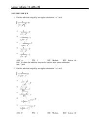 Chapter 8 Find the indefinite integral by making the substitution
