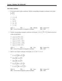 Chapter 10 For the given point in polar coordinates