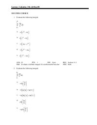 Chapter 14 The area of a region R is given by the iterated integrals