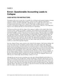 Chapter 9 Homework Enron Was Instructors May Wish Use Table