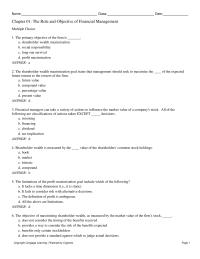 Finance Chapter 1 Secretary Chief Operating Officer Treasurer Financial Analyst answer