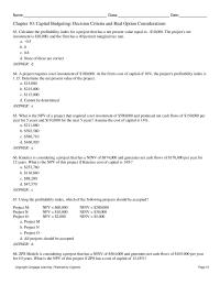 Finance Chapter 10 Yes Because The Internal Rate Return 48