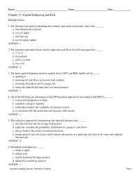 Finance Chapter 11 The Bull Company Lawn Mower Manufacturer Considering