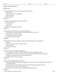 Finance Chapter 15 Immediately Prior The Stock Dividend The stock Was