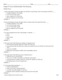 Finance Chapter 19 What Annual Pretax Beginning of the year Lease Payment Must