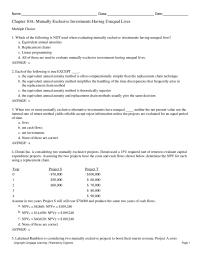 Finance Chapter 10a Kaneb is evaluating two alternative pipeline welders