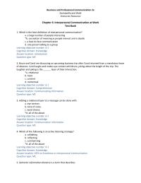 Business Communication Chapter 06 Which The Best Definition Interpersonal Communication Large