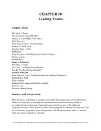 Management Chapter 10 Homework Skills And Unambiguous Roles Streamlined Team Size