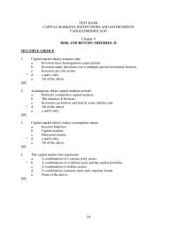 Banking Chapter 9 Capital Market Theory Assumes That Investors Have