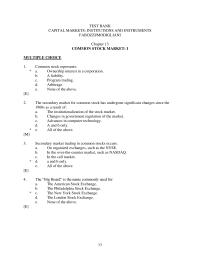 Banking Chapter 13 Common Stock Represents Ownership Interest Corporation Liability