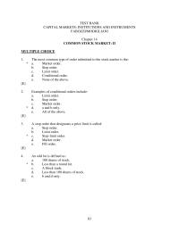 Banking Chapter 14 The Most Common Type Order Submitted The