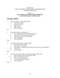 Banking Chapter 16 Options Written Stock Index Include Stock Index